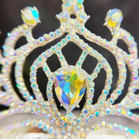 Diamond Silver Tiara, Tiara with Comb, Princess Tiara, Silver Cosplay Headband - Picture 5 of 8